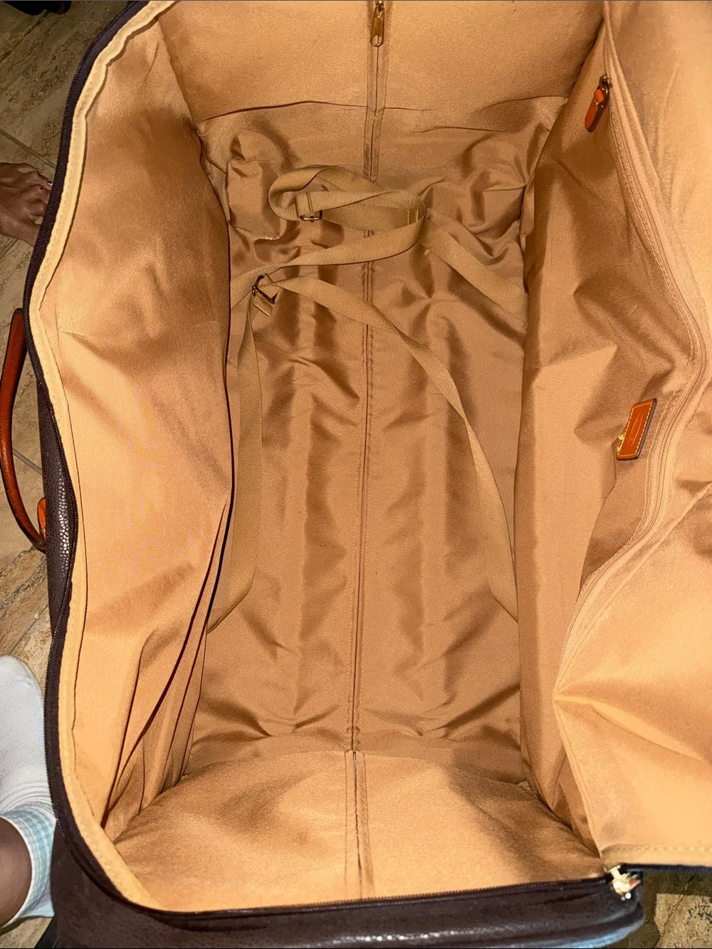 Bric's Chocolate Brown Duffel with Tan Leather Trim